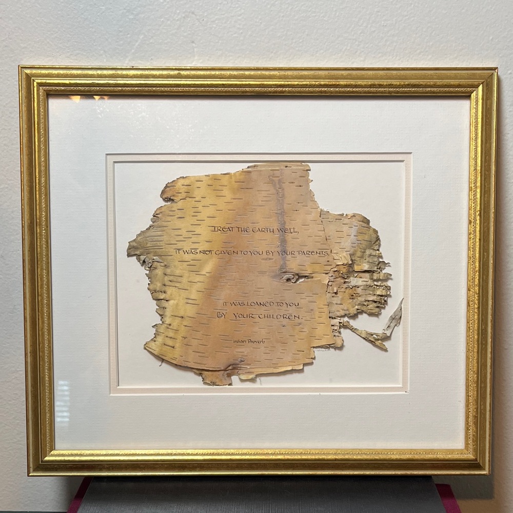 Norma McKenzie Calligraphy Framed Birch Tree‎ Art Indian Proverb Quote Framed